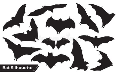 Flying Bat Silhouettes With Wings Stock Vector Illustration Of