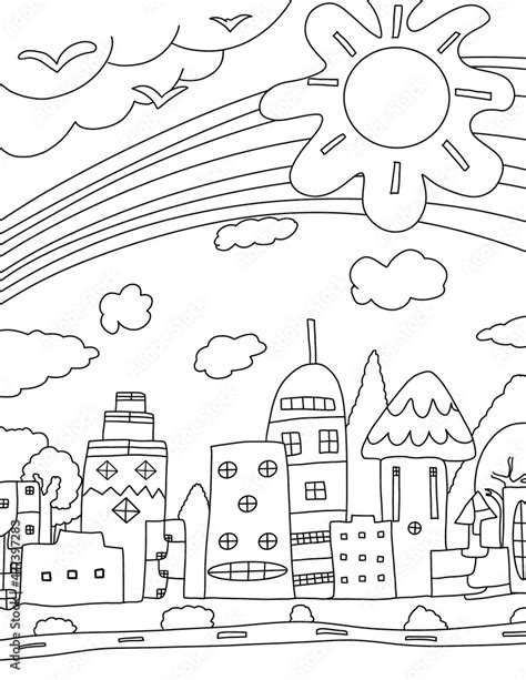 City Building Coloring Page