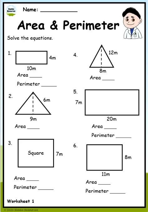 Perimeter And Area Worksheets For 3rd Grade Worksheets For Kindergarten