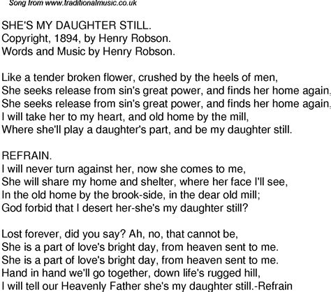 Old Time Song Lyrics For 45 Shes My Daughter Still