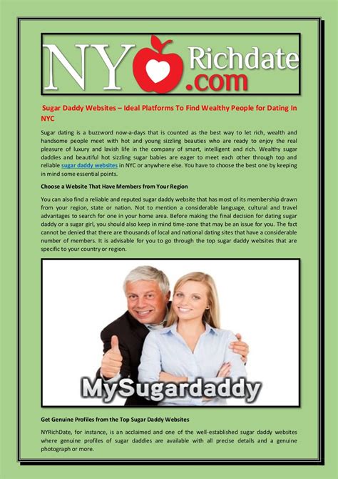 Sugar Daddy Websites Ideal Platforms To Find Wealthy People For Dating In Nyc