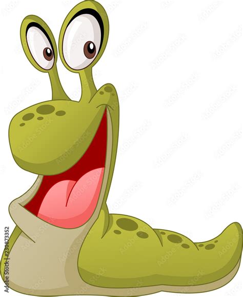 Cartoon Cute Slug Vector Illustration Of Funny Happy Animal Stock