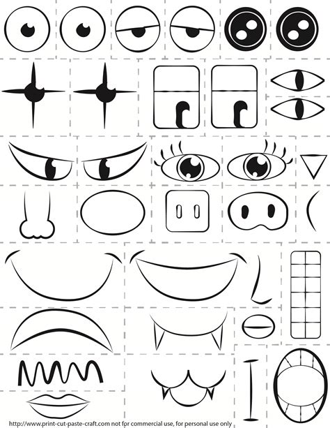 Template Face Parts Printable Printable World Holiday
