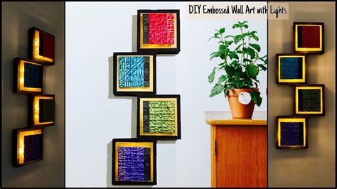 4 Square Framed Embossed Wall Decor With Lights Gadac Diy Home