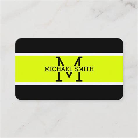 Monogram Professional Chartreuse Modern Business Card Zazzle