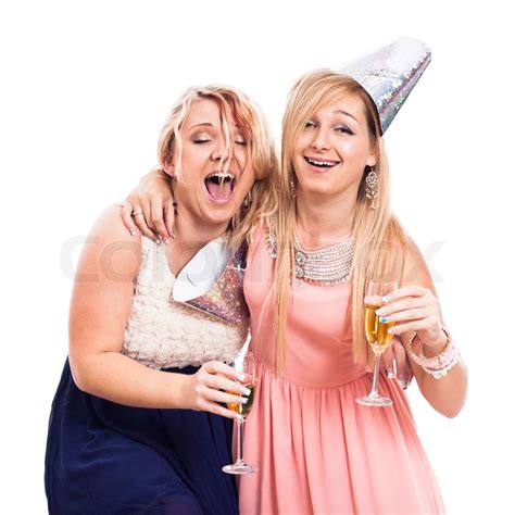 Ecstatic Drunken Girls Celebrate Stock Image Colourbox