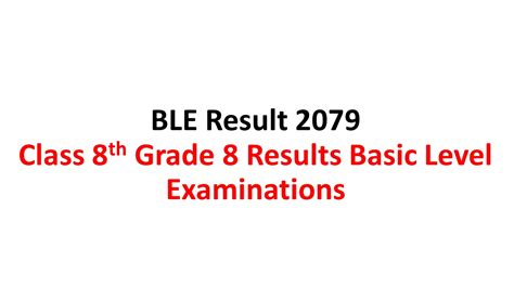 Ble Result 20792078 Dle Grade 8 Class 8th Basic Level Examination