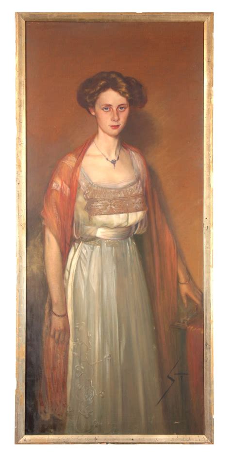 An Early 20th Century Oil On Canvas Standing Portrait Of A Young Lady