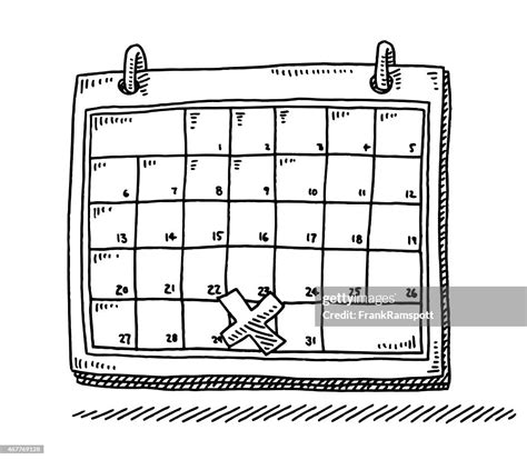 Monthly Calendar Appointment Cross Drawing High Res Vector Graphic