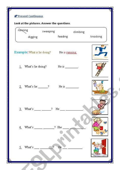 Present Continuous Esl Worksheet By Goldokhtar