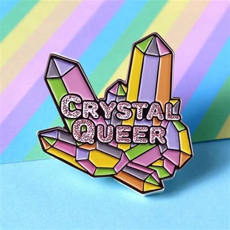 Crystal Queer Pin Crystal Queer Glitter Rainbow Brooch Etsy