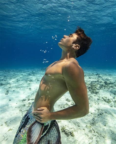 Merman Enjoying Being Barefaced Underwater Mermaid Pictures Male