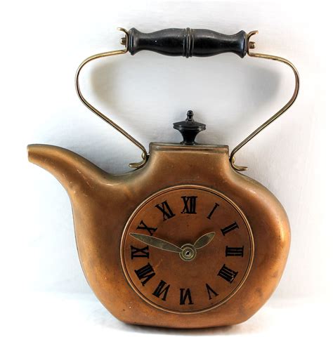 Copper Teapot Wall Clock Kitchen Clock Etsy Kitchen Wall Clocks