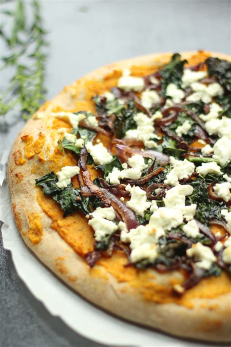 Spread the kale out on the pizza. Butternut Squash Pizza with Kale and Goat Cheese - The ...
