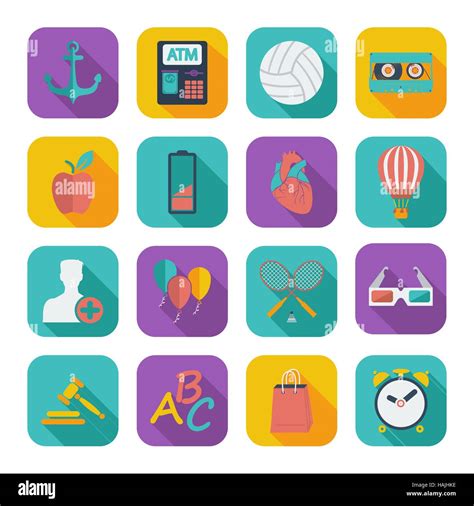 Color Flat Icons For Web Design And Mobile Applications Vector