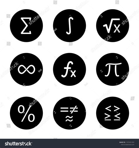 Mathematics Glyph Icons Set Math Symbols เวกเตอรสตอก ปลอดคา
