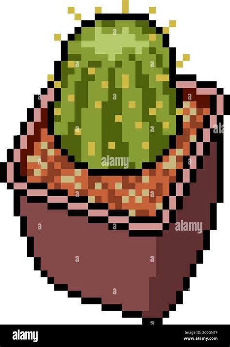 Vector Pixel Art Cactus Pot Isolated Cartoon Stock Vector Image Art