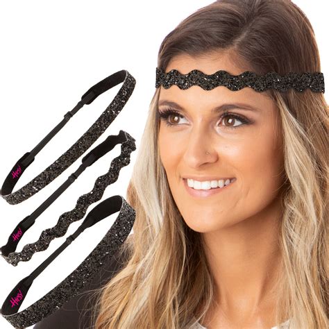 Hipsy Womens Adjustable No Slip Bling Glitter Headband