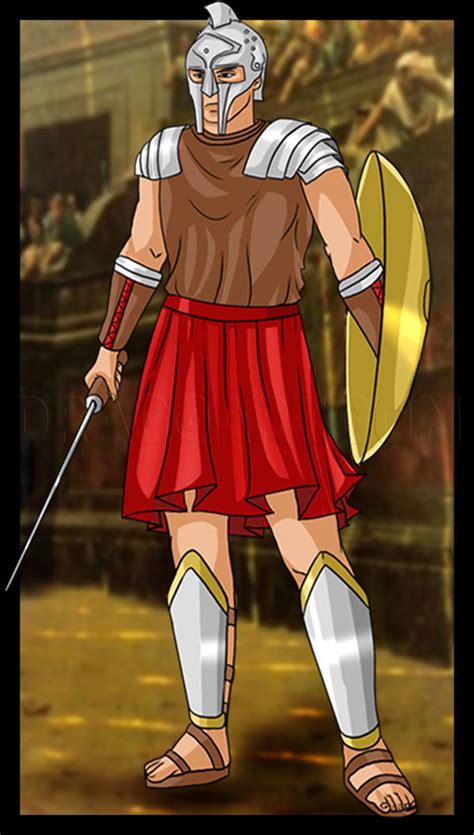 Draw few joints on the top and bottom of the helmet. How To Draw A Gladiator, Step by Step, Drawing Guide, by ...