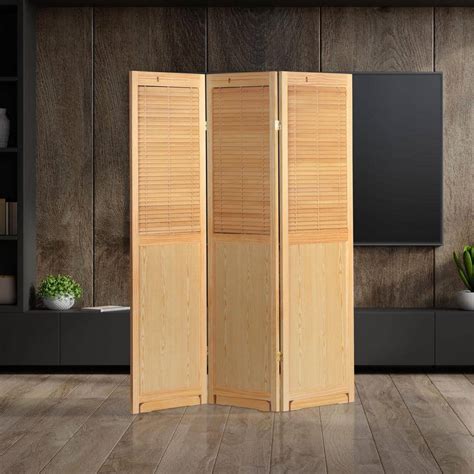 Oriental Furniture Natural 6 Ft Tall Adjustable Shutter 3 Panel Room