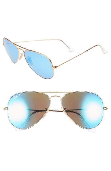 Ray Ban Standard Icons 58mm Mirrored Polarized Aviator Sunglasses In