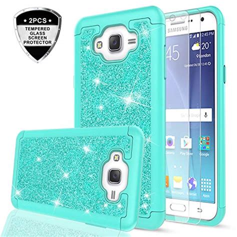 Galaxy J7 2015 J7 Neo Case With Tempered Glass Screen Protector 2 Pack For Girls Women Leyi