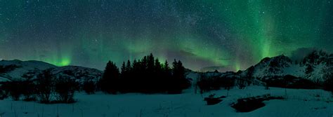 Northern Lights Over The Lofoten Islands In Norway Stock