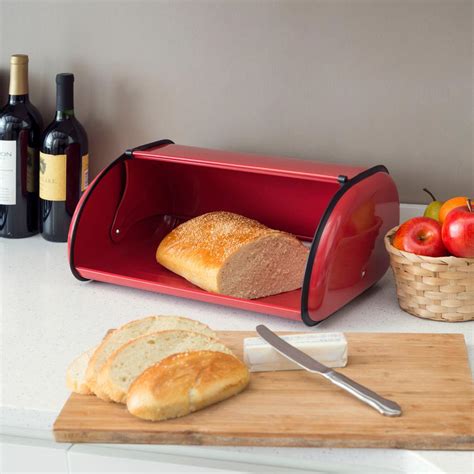 Home Basics Stainless Steel Bread Storage Box In Red Bb40202 The Home