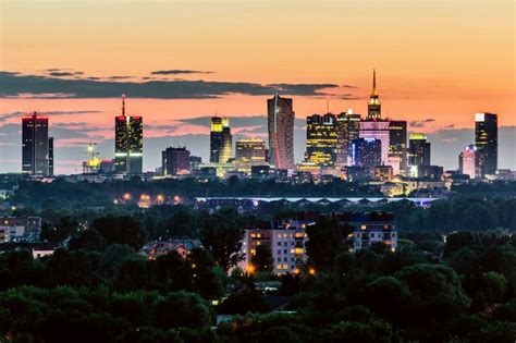 Warsaw City Skyline After Sunset Warsaw City Skyline Warsaw