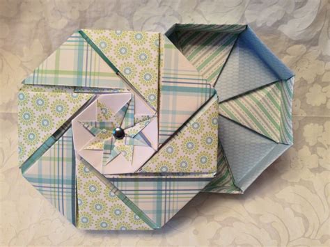 Small Octagon Box Blues And Greens Origami Gift Box Raise Funds