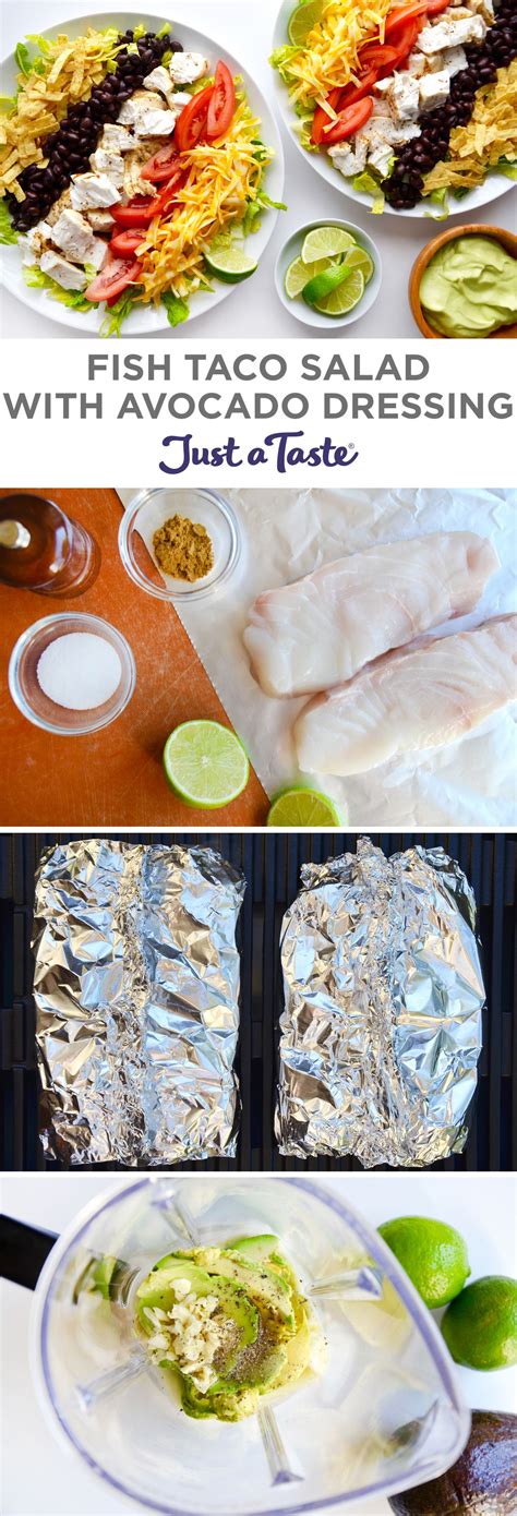 How to make salad dressing. Fish Taco Salad with Avocado Dressing justataste.com Don't ...