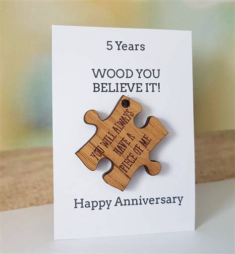 5th Anniversary T Husbandt Wife Card Wood Wooden Etsy Uk
