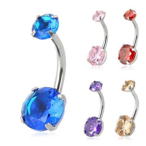 Trendy Crystal Navel Belly Button Ring Shellhard Stainless Steel Zircon