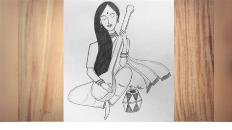 How To Draw Indian Women With Saree Meera Bai Drawing Indian Girl