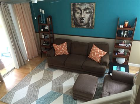 Townhouse Living Room Tan Turquoise And Brown Hogar Decoración