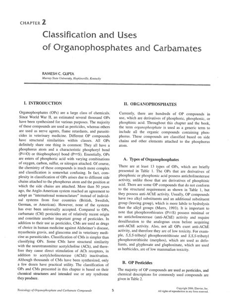 Pdf Classification And Uses Of Organophosphates And Carbamates
