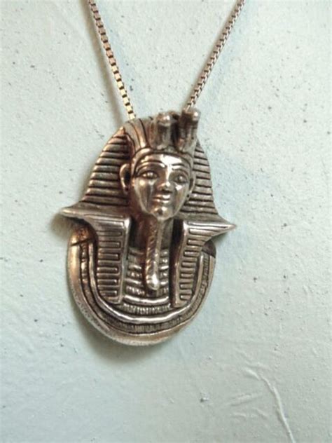 Antique Egyptian Revival King Tut Sterling Silver Chunky Pendant