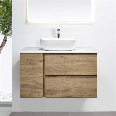 Albany 900mm Bowl Oak Timber Wall Hung Bathroom Vanity Arova
