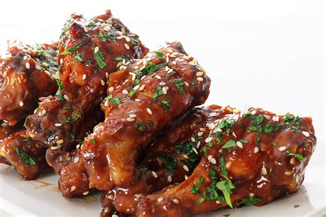 I fried them because that's how wings should be done! shot of asian bbq chicken wings
