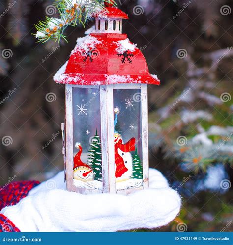 Beautiful Red Decorative Christmas Lantern On Warm Stock Image Image
