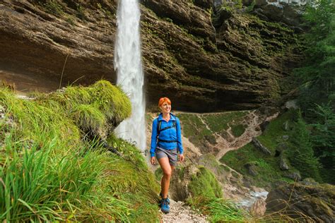 Hiker Pericnik Waterfall Travelsloveniaorg All You Need To Know To