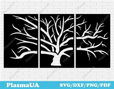 Tree Svg Tree For Laser Cut Dxf Clip Art Cnc Dxf Files For Etsy UK