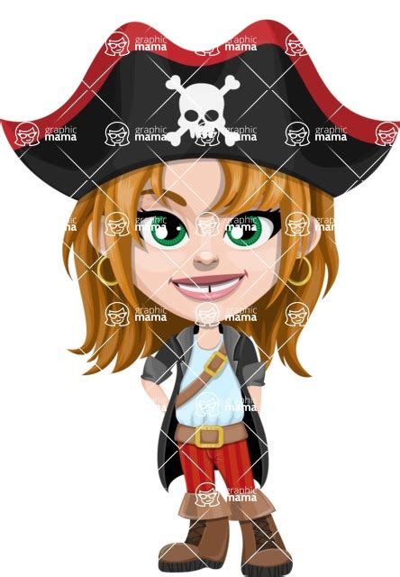 Cute Pirate Girl Cartoon Vector Character Illustration Set Normal Graphicmama