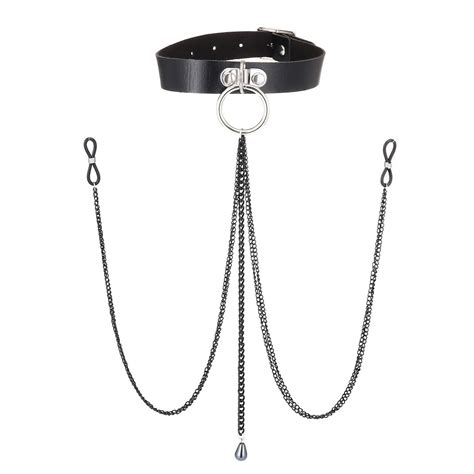 jovivi fake nipple piercing with chain nipple rings choker for women sexy nipple ring with