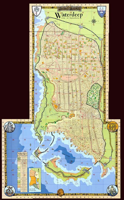 Decorated Map Of Waterdeep Fantasy City Map Map Fantasy Map