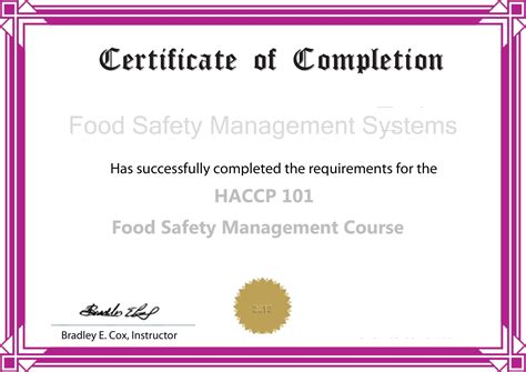 Haccp Certificate B Texas Best Food Services Training Llc