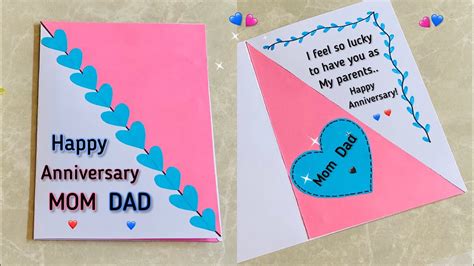 Beautiful Anniversary Card For Parents💙🩷easy Diy Happy Anniversary Card