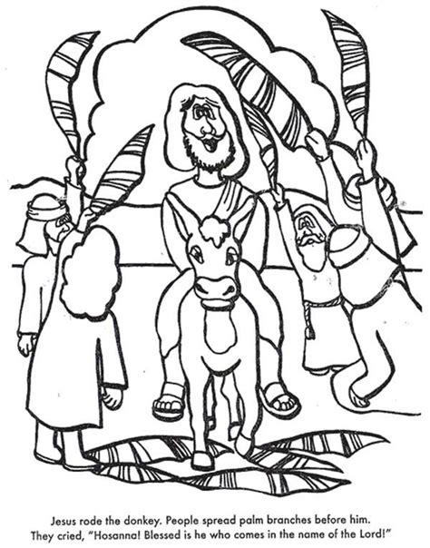 Jesus Rode The Donkey When Entry Into Jerusalem In Palm Sunday Coloring