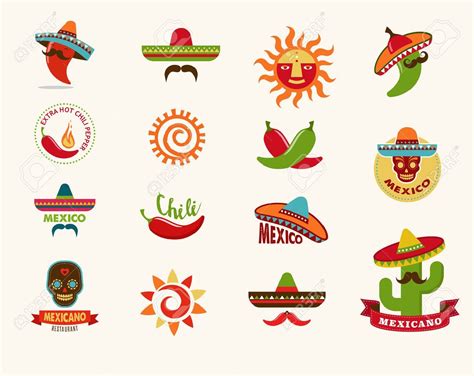 Mexican Food Icons Menu Elements For Restaurant And Cafe Ad Icons
