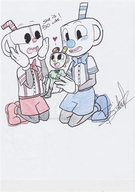 Cuphead And Mugman With Their Baby Sister By Pandorasblade On Deviantart